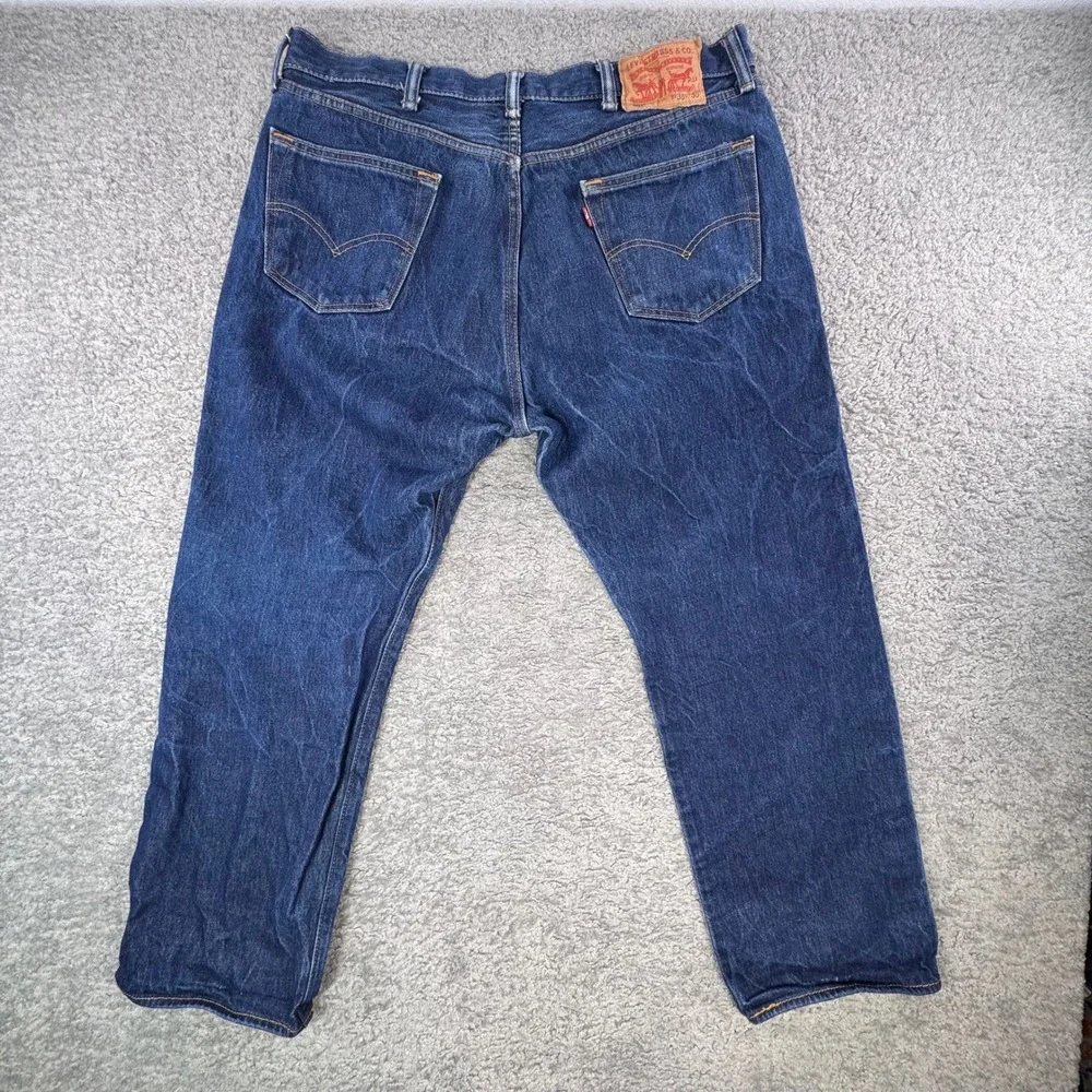 Levis 501 Original Fit Jeans Mens 36x28* Dark Wash Blue Button Fly Straight Leg‎